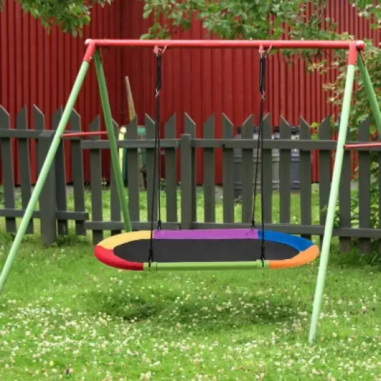 Infans 60" Saucer Tree Swing Surf Kids Outdoor Adjustable Giant Oval Platform Swing Set image {6}