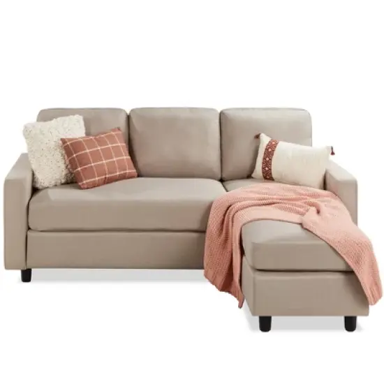 Best Choice Products Upholstered Sectional Sofa Couch w/ Chaise Lounge, 3-Seat Design, Ottoman Bench image {7}