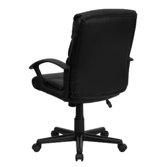 Mid-Back LeatherSoft Swivel Task Office Chair with Accent Divided Back and Arms Black Leather - Flash Furniture image {2}