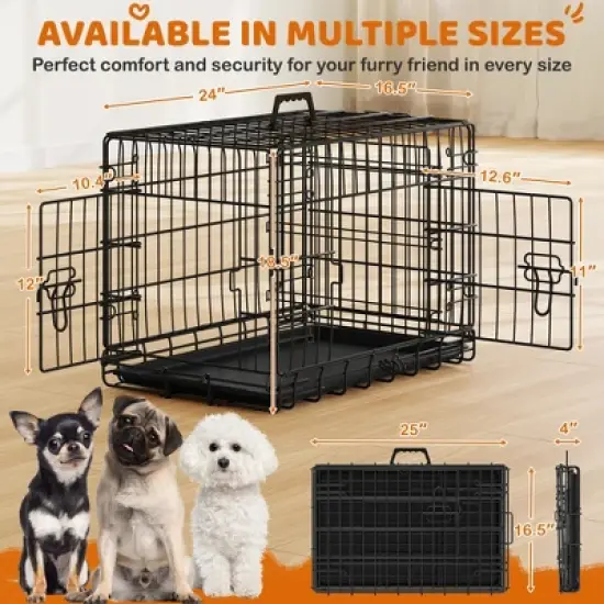 Yaheetech Metal Dog Crate for Small to Medium-Sized Dogs, Black image {2}