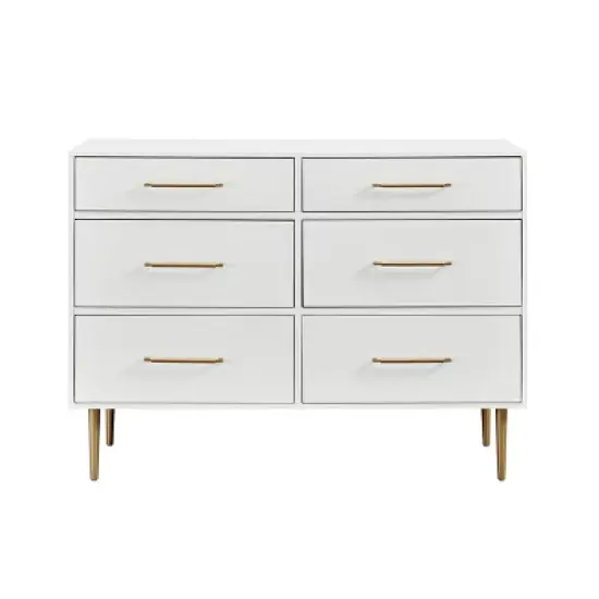 Gloria 6 Drawer Dresser White - Linon image {1}