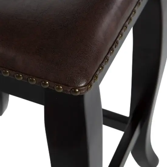 San Francisco Backless Faux Leather Counter Height Barstool Wood Brown - Linon image {3}