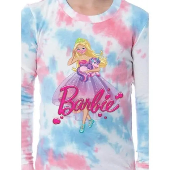 Barbie Girls' Princess Doll Unicorn Unisex Child 2 Piece Sleep Pajama Set Multicolored image {2}