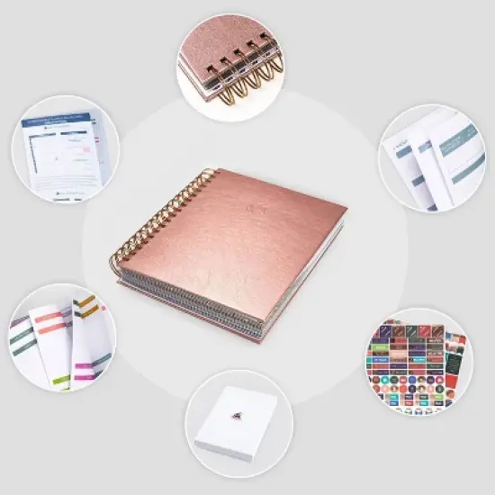 Undated Planner Bill Organizer 8"x9.25" Rose Gold - Clever Fox image {1}