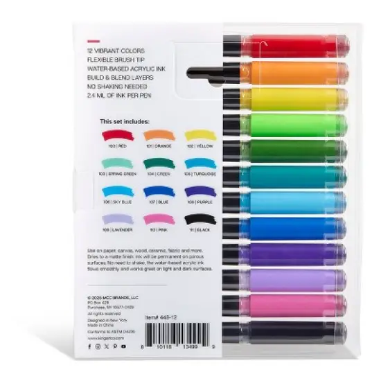 KINGART PRO Acrylic Paint Brush Pens 12 Colors image {12}