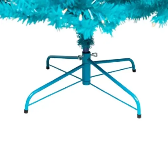Northlight Pre-Lit Medium Pine Artificial Christmas Tree - 6' - Turquoise - Clear Lights image {8}