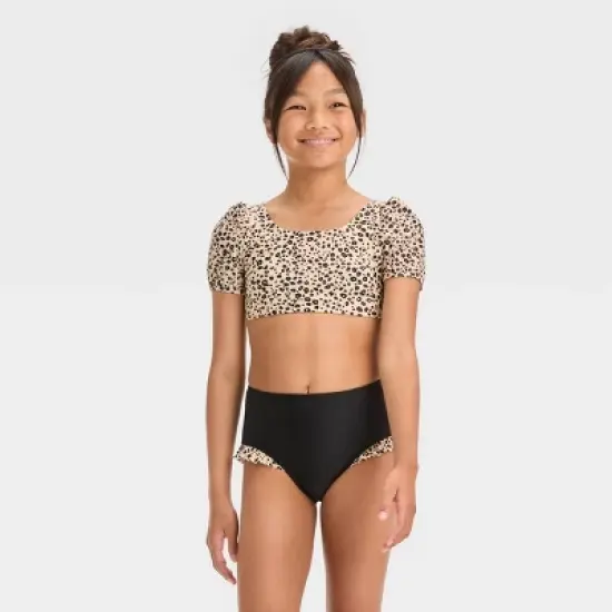 Girls' Leopard Spot Printed Bikini Set - Cat & Jack&trade; Beige image {3}