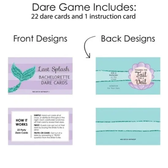 Big Dot of Happiness Trading The Tail for A Veil - Mermaid Bachelorette Party or Bridal Shower Game Scratch Off Dare Cards - 22 Count image {3}