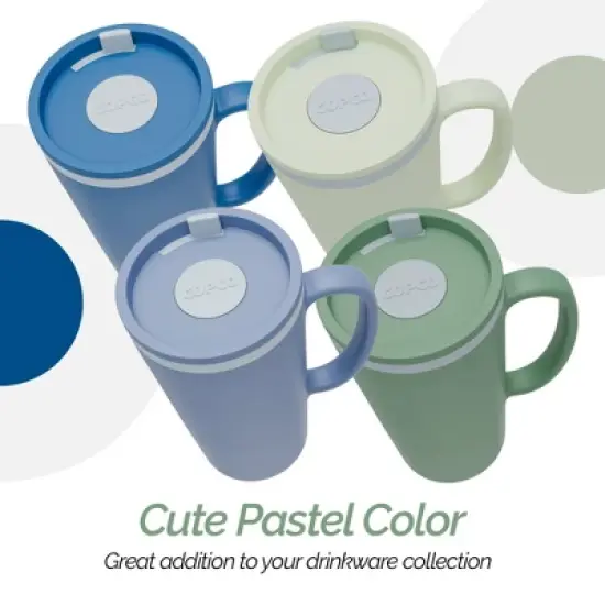 Copco Cone Travel Coffee Mug, 16 oz (Set of 4) - Insulated Drinkware with Spill-Proof Lid and Handle, Microwave & Dishwasher Safe (Assorted Colors) image {3}
