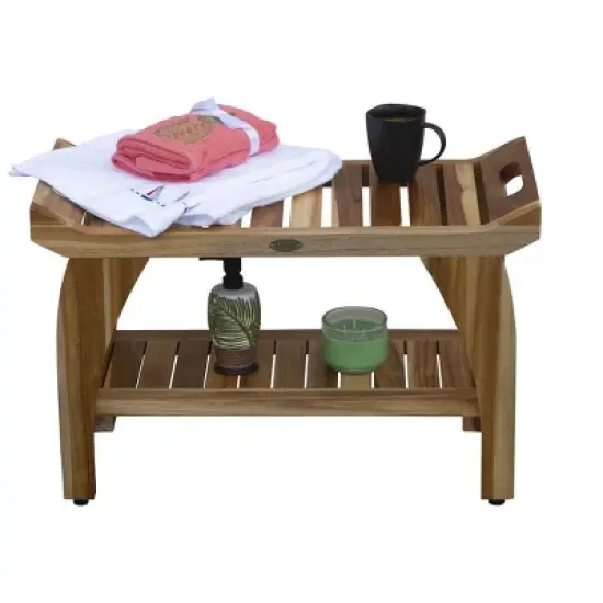 EcoDecors&reg; Tranquility&reg; 30" Teak Wood Shower Bench with Shelf in EarthyTeak Finish image {5}