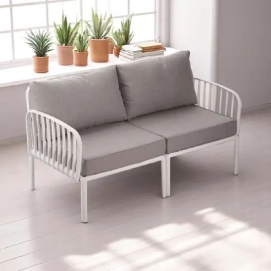 5-Piece Outdoor Plastic Sofa Set with Cushions and Coffee Table &acirc;&acirc;&sbquo;?Modular Sectional Furniture for Patio, Garden, or Balcony image {12}