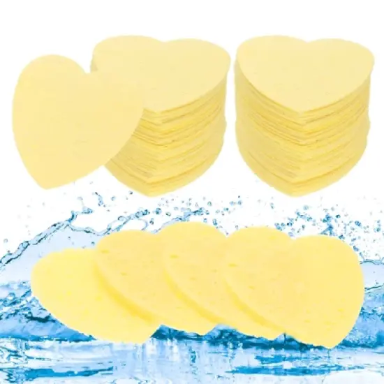 Unique Bargains Portable High-Temperature Resistant Non-Irritating Face Cleansing Sponges Heart-Shaped 120 Pcs image {14}