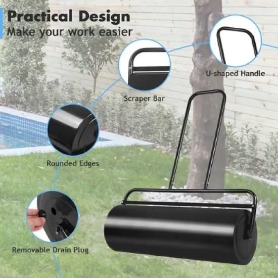 Costway 17-Gallon Lawn Roller Heavy-Duty Steel Push/Pull Sod Roller 36'' x 12'' Black image {5}