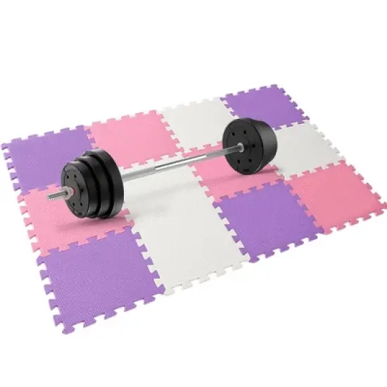 Easy Playhouse: 12 Soft Foam Floor Tiles - Pink-Purple-White, Interlocking Mat image {6}