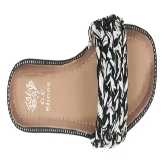 GC Shoes Arly Woven Squared Toe Slide Flat Sandals image {3}