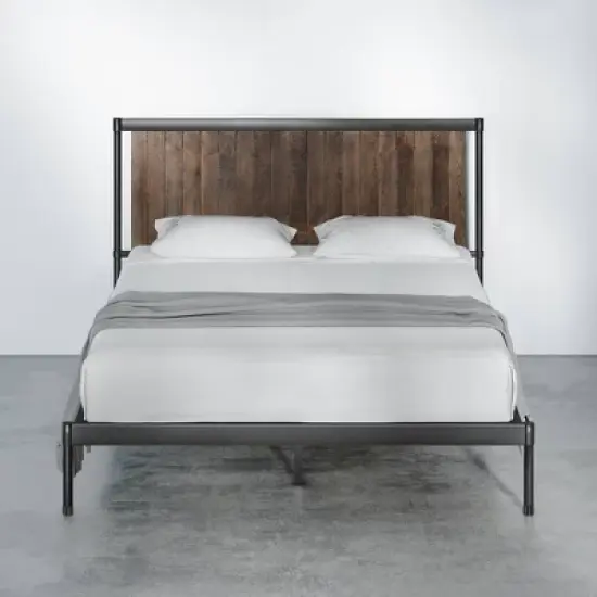 Queen Wesley Metal Platform Bed Frame Brown - ZINUS image {3}