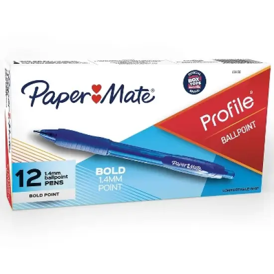 Paper Mate Profile Retractable Ballpoint Pen Bold Point Blue Ink Dozen (89466) image {6}