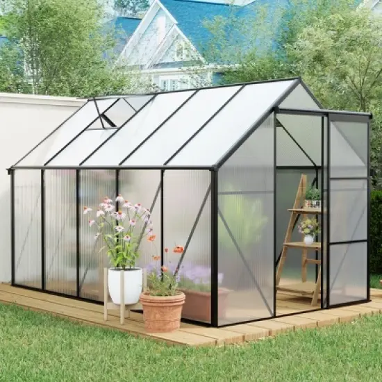 Outdoor Patio 6x6 FT Greenhouse, Heavy Duty Walk-in Greenhouses, Greenhouse with Sliding Door, Greenhouse with Aluminum Frame-Coolbibila image {7}