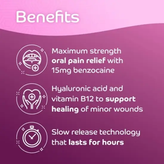 OraCoat Stick-On Melts Mouth Sore Treatment Canker Melts - 15mg Benzocaine - 20ct image {4}
