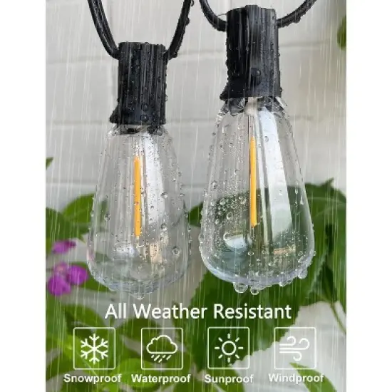 Itopfox Outdoor String Lights Waterproof 400FT Shatterproof Patio Lights with 212 Vintage Dimmable LED Edison Bulbs for Backyard Fence Garden image {2}
