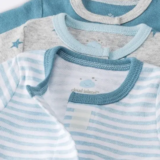 Baby Boys' 3pk Basic Romper - Cloud Island&trade; Sky Blue Preemie image {2}