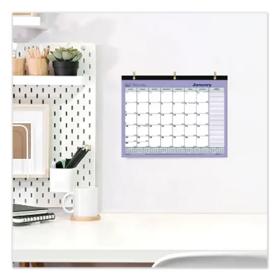 Monthly Desk Pad Calendar, 3-Hole Punched, 11 x 8.5, White/Blue/Green Sheets, Black Binding, 12-Month (Jan to Dec): 2026 image {1}