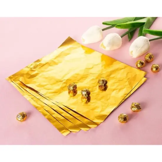 Juvale 200 Pack Gold Foil Candy Wrappers for Caramels Chocolates and Party Favors, 6 x 7.5 In image {2}