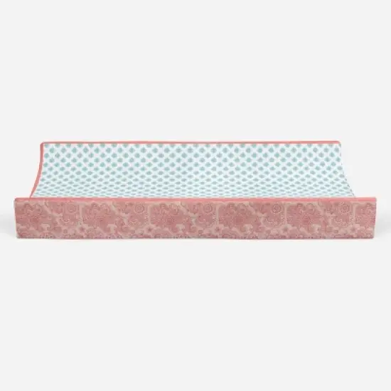 Bacati - Sophia Paisley Aqua Leaves Changing Pad Cover image {4}