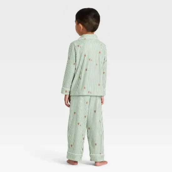 Toddler Gingerbread Striped Long Sleeve Shirt and Pants Holiday Matching Family Pajama Set - Wondershop&trade; Cream image {1}