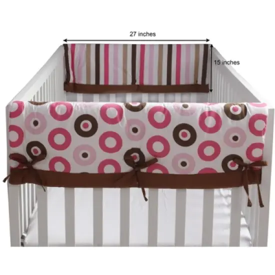 Bacati - Mod Dots/Stripes Crib Rail Guard Covers Set of 2 Pink/Chocolate image {2}