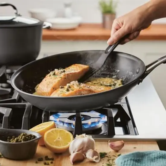 Rachael Ray Cook + Create Hard Anodized Nonstick Frying Pan/Skillet, 12.5 Inch - Black image {3}