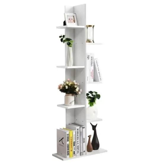 Costway Open Concept Bookcase Plant Display Shelf Rack Holder Wood Walnut\Brown image {13}