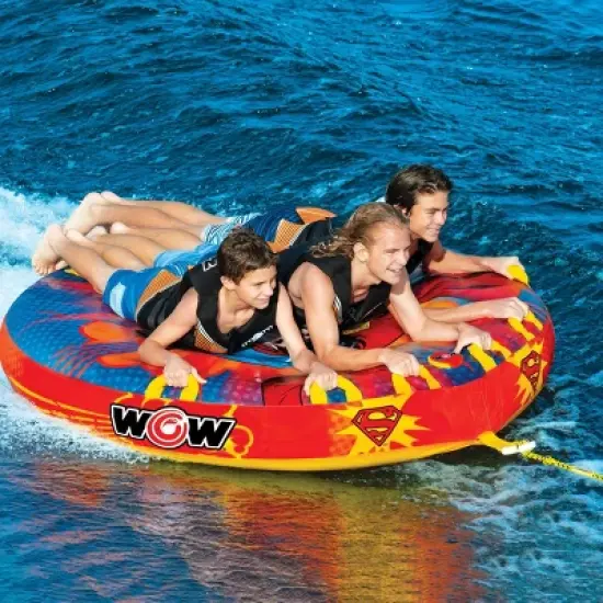 WOW Superman 1-3 Person Soft Top Towable Deck Tube image {6}