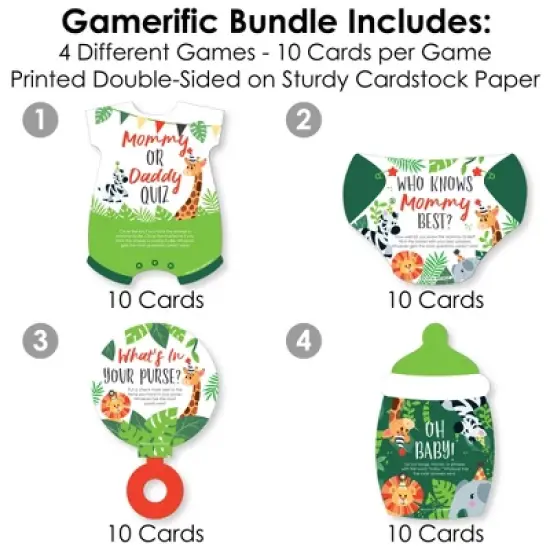 Big Dot of Happiness Jungle Party Animals - 4 Safari Zoo Animal Baby Shower Games - 10 Cards Each - Gamerific Bundle image {2}