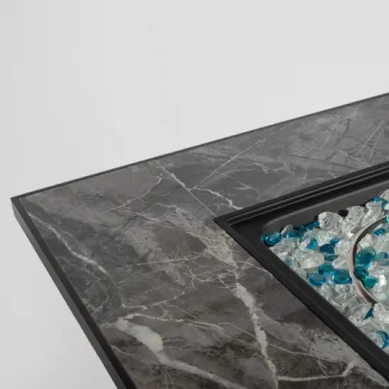 Christopher Knight Home Meredith Modern 40,000 BTU Outdoor Square Propane Steel Fire Pit Table with Lid, Glass Rocks and Rain Cover image {5}