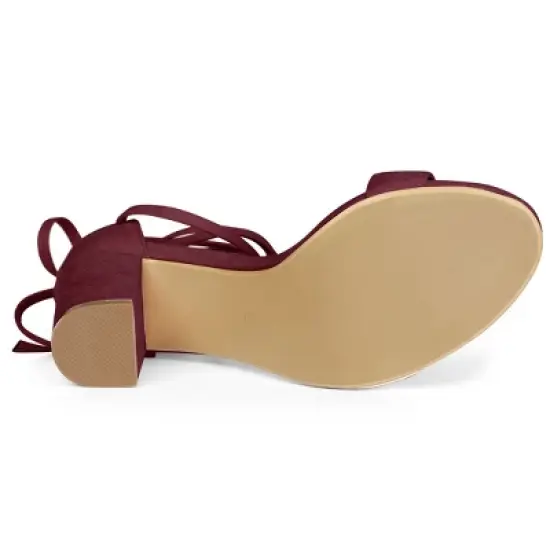 Allegra K Women's Tie Up Strappy Chunky High Heels Sandal image {5}