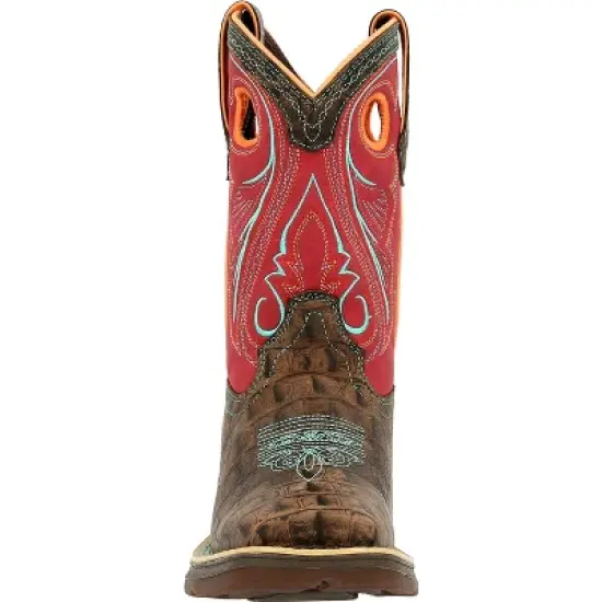 Lil' Rebel by Durango Kids Gator Emboss Red Western Boot, DBT0233, Red image {2}
