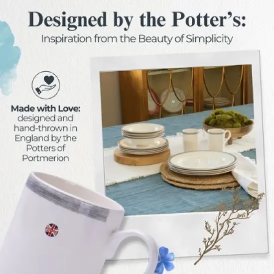 Portmeirion Potter's 9oz Brushstroke Breakfast Mug, Set of 4, Elegant Earthenware Tea Mugs with Handle, Ideal Gift for Coffee Lovers - Grey image {5}