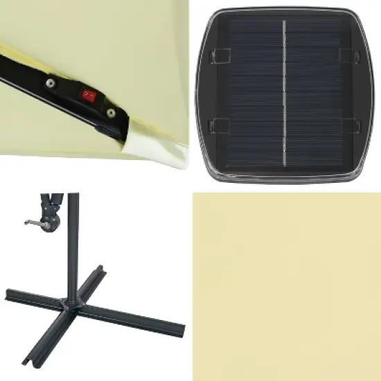 Sunnydaze Outdoor Steel Cantilever Offset Patio Umbrella with Solar LED Lights, Air Vent, Crank, and Base - 9' image {10}