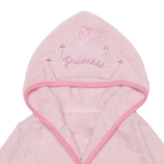 Everyday Kids Hooded Bath Robe for Girls &ndash; 3D Pink Princess with Crown, Soft Terry Cloth, Absorbent Toddler Robe, Baby Bath Essential Size 0-9 Months image {2}
