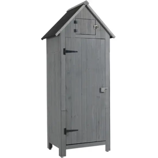 Gulches 30.3"L X 21.3"W X 70.5"H Outdoor Storage Cabinet Tool Shed Wooden Garden Shed  Gray image {11}