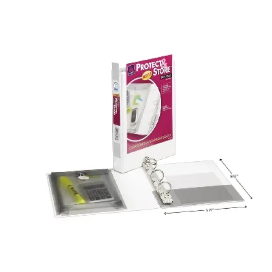 Avery Mini Protect & Store View Binder w/Round Rings 8 1/2 x 5 1/2 1" Cap White 23011 image {3}