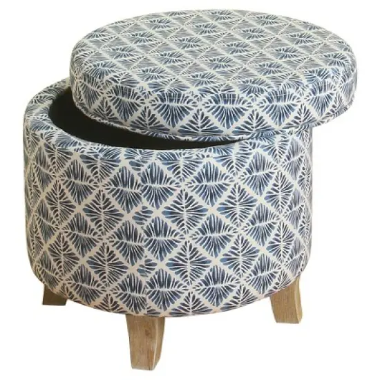 Cole Classics Round Storage Ottoman Flared Wood Leg - HomePop image {1}