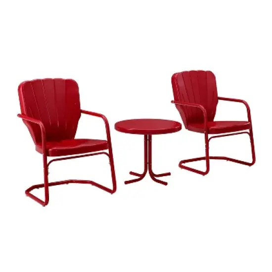 Ridgeland 3pc Outdoor Seating Set - Red - Crosley image {3}