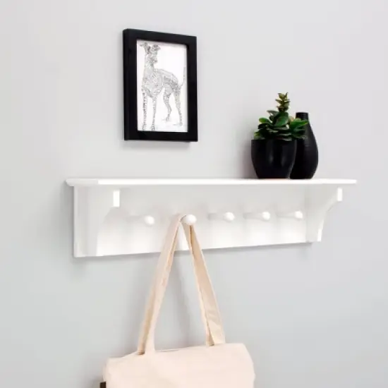 Foster Wall Shelf with Pegs - White image {6}