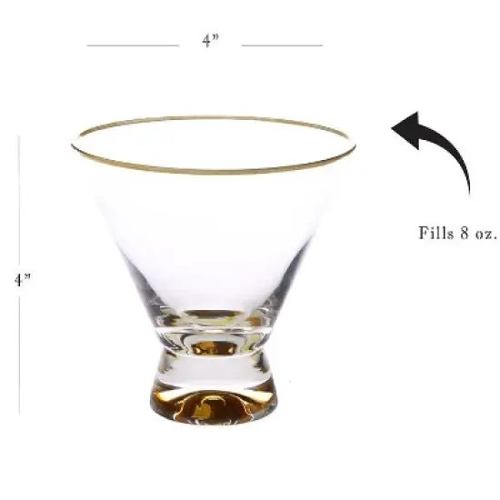 Classic Touch Set Of 6 Dessert Cups With Gold Base And Rim - 4"D image {1}