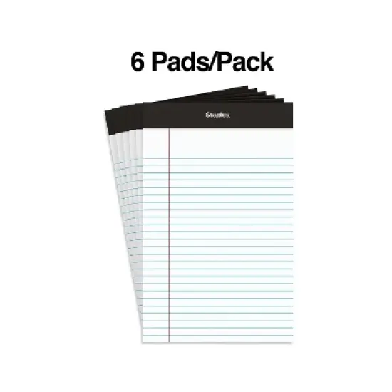 Staples Notepads 5" x 8" Narrow White 100 Sheets/Pad 6 Pads/Pack (13770) 398211 image {2}