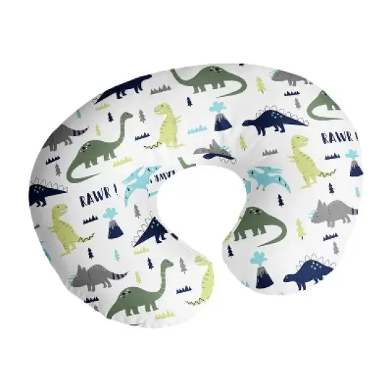 Sweet Jojo Designs Boy Support Nursing Pillow Cover (Pillow Not Included) Mod Dinosaur Blue Green and Grey image {5}