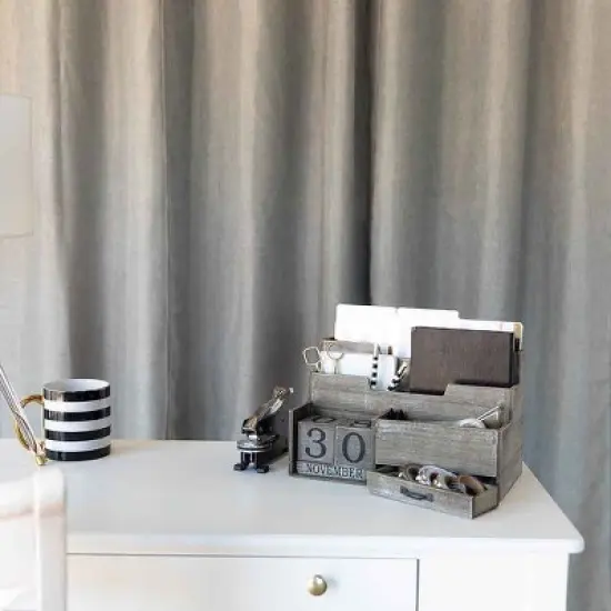 Blu Monaco Dark Wooden Mail Organizer with Block Calendar for Home or Office image {4}