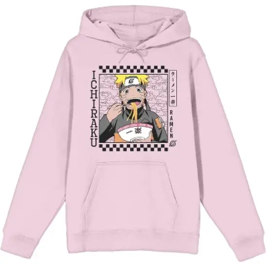 Naruto Shippuden Ichiraku Checker Border Long Sleeve Cradle Pink Men's Hooded Sweatshirt image {7}